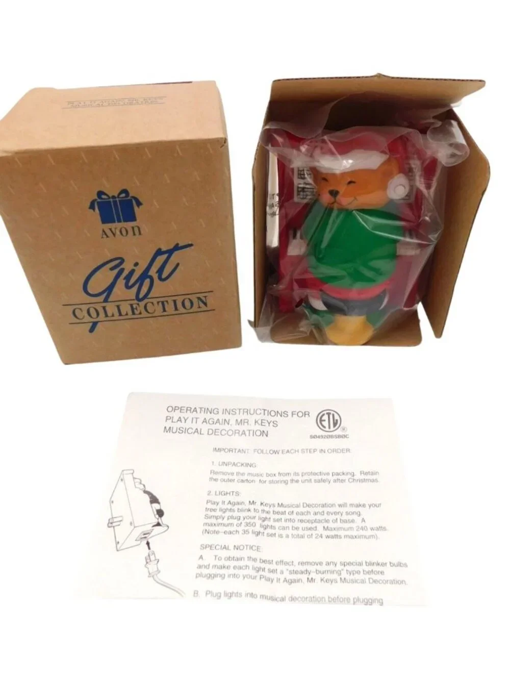 Avon Play It Again Mr. Keys Musical Decoration In Box Bear Piano 1992